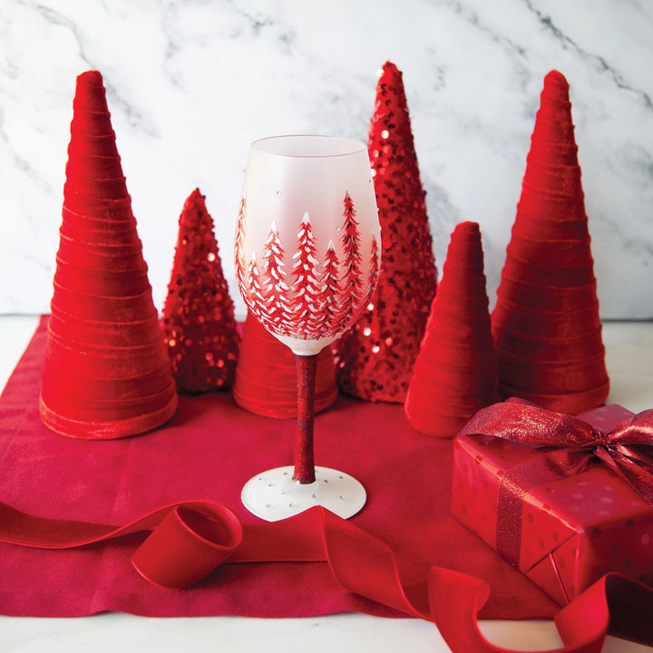 Christmas in Rouge Wine Glass by Lolita