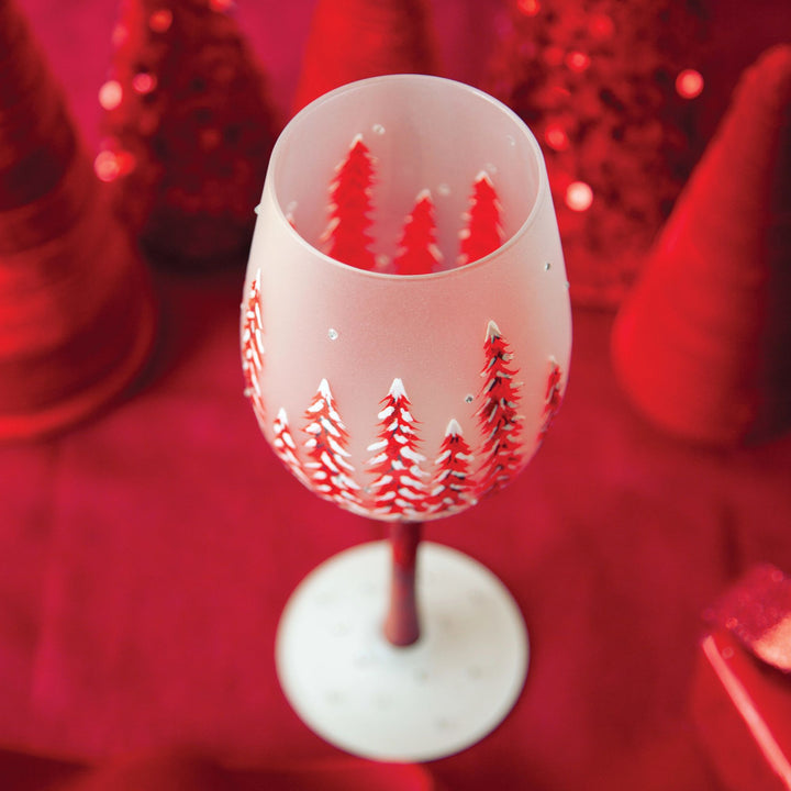 Christmas in Rouge Wine Glass by Lolita