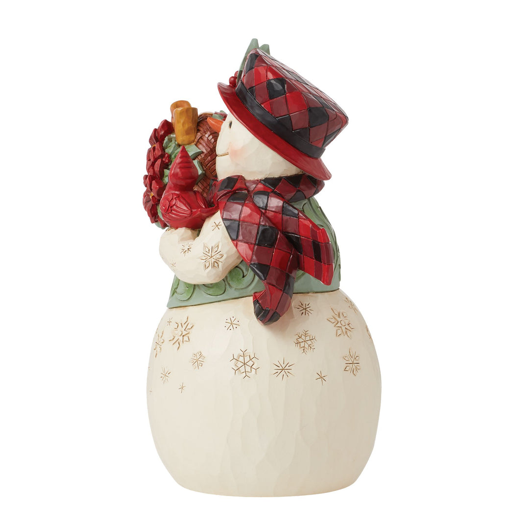 Holiday Blooms (Snowman with Poinsettia Basket) - Heartwood Creek by Jim Shore