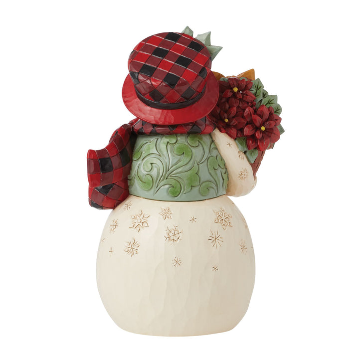 Holiday Blooms (Snowman with Poinsettia Basket) - Heartwood Creek by Jim Shore