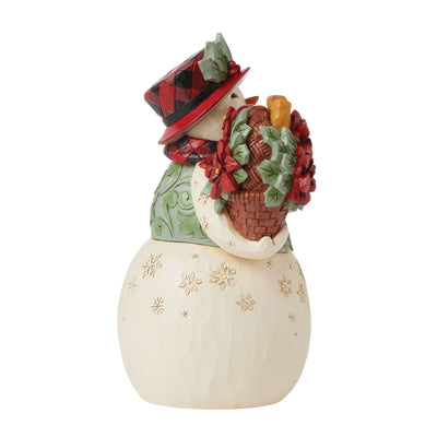 Holiday Blooms (Snowman with Poinsettia Basket) - Heartwood Creek by Jim Shore