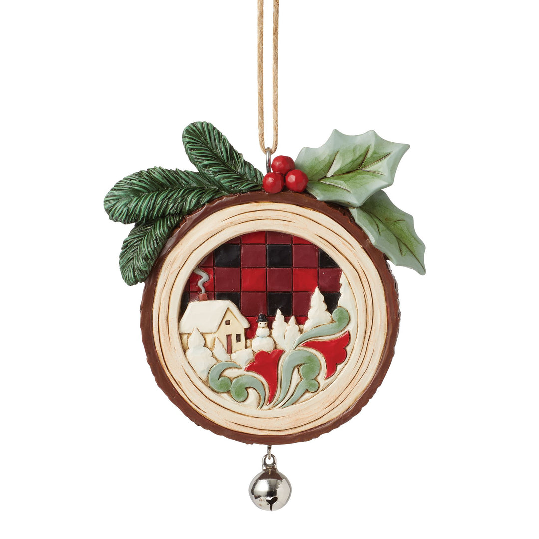 Woodslice Christmas Scene Hanging Ornament - Heartwood Creek by Jim Shore