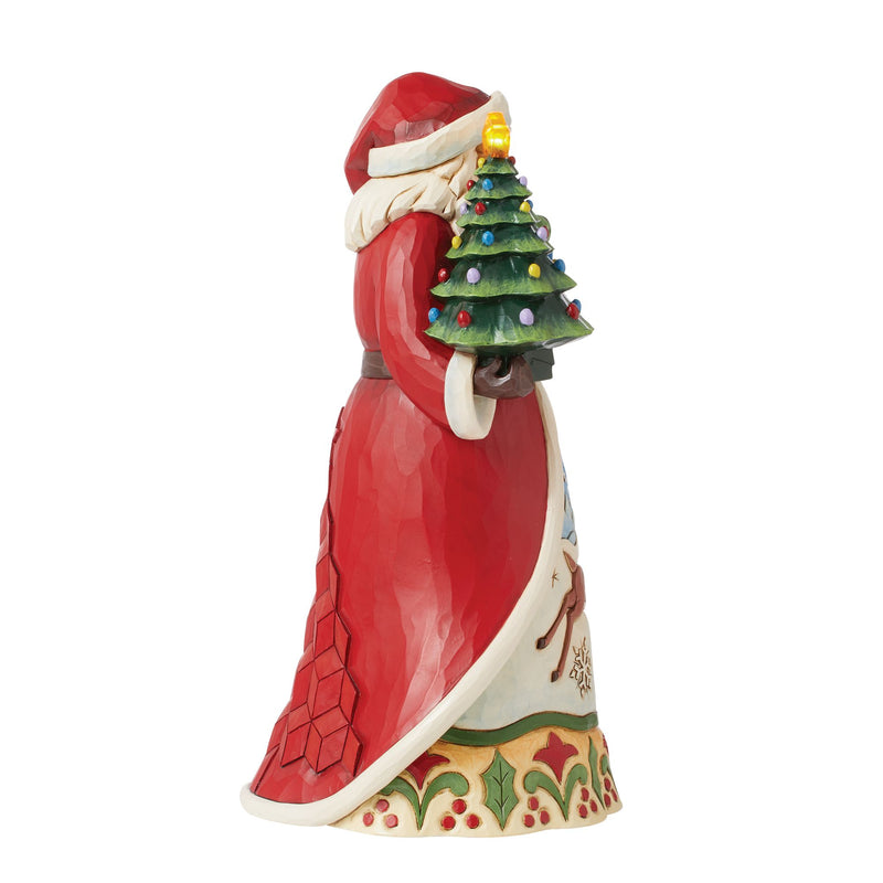 All Is Bright (Santa Figurine with LED Vintage Tree) - Heartwood Creek by Jim Shore