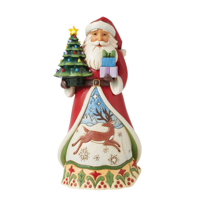 All Is Bright (Santa Figurine with LED Vintage Tree) - Heartwood Creek by Jim Shore