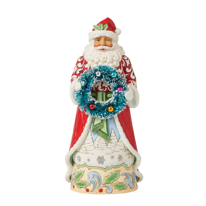 Just Winter-ful (Santa Figurine with Sisal Wreath) - Heartwood Creek by Jim Shore