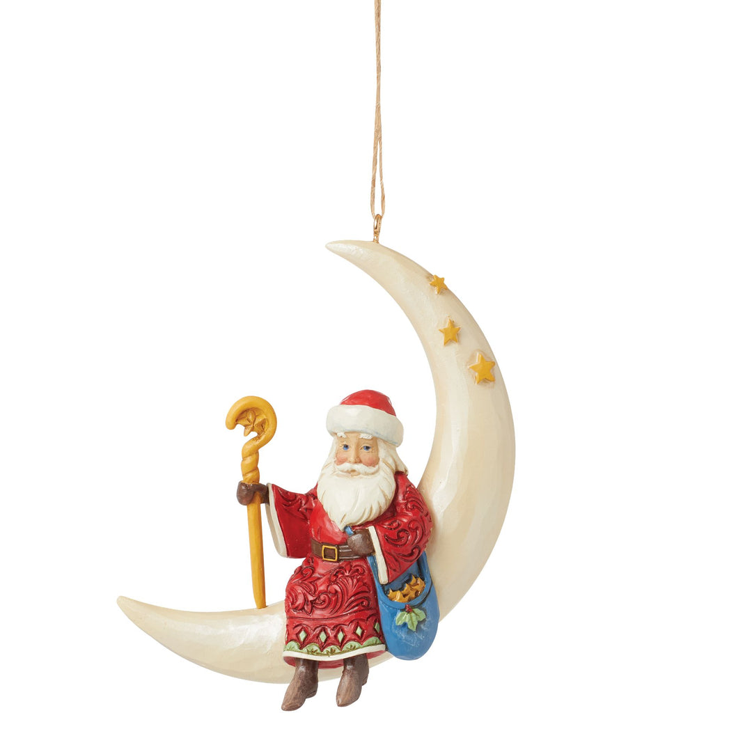 Santa on a Crescent Moon Hanging Ornament - Heartwood Creek by Jim Shore