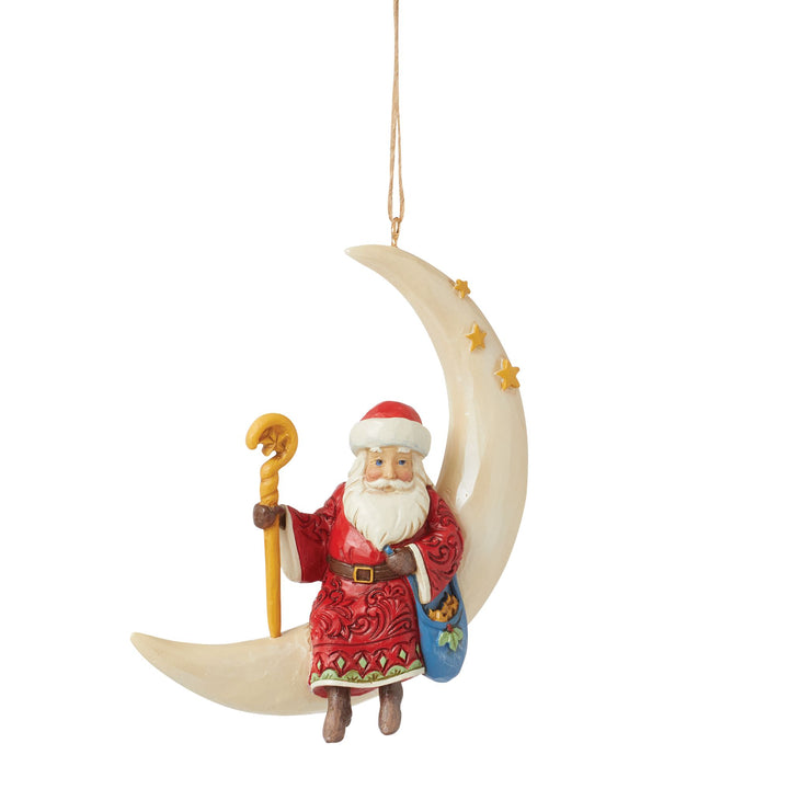 Santa on a Crescent Moon Hanging Ornament - Heartwood Creek by Jim Shore