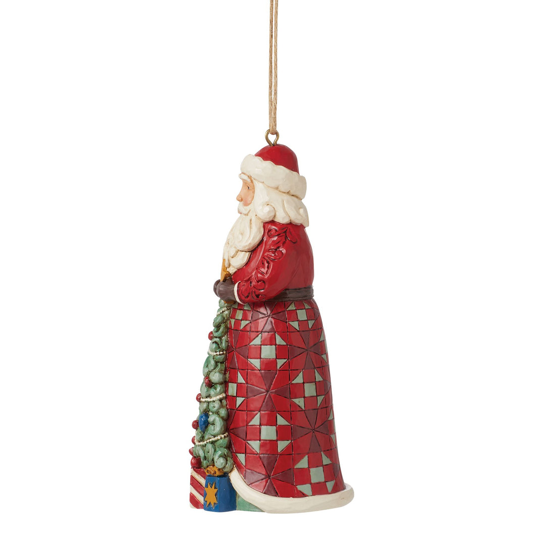 Santa with Tree on Coat Hanging Ornament - Heartwood Creek by Jim Shore