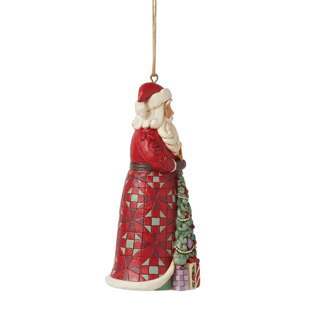 Santa with Tree on Coat Hanging Ornament - Heartwood Creek by Jim Shore