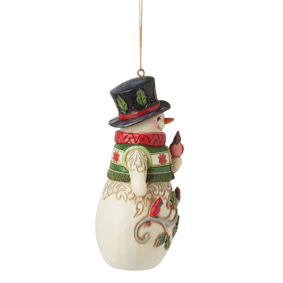 Snowman with Cardinal Scene Hanging Ornament - Heartwood Creek by Jim Shore