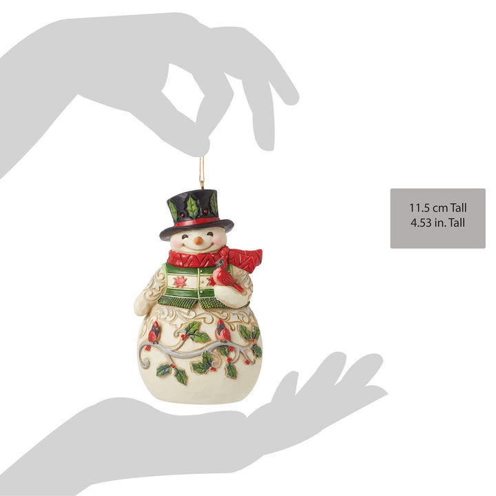 Snowman with Cardinal Scene Hanging Ornament - Heartwood Creek by Jim Shore