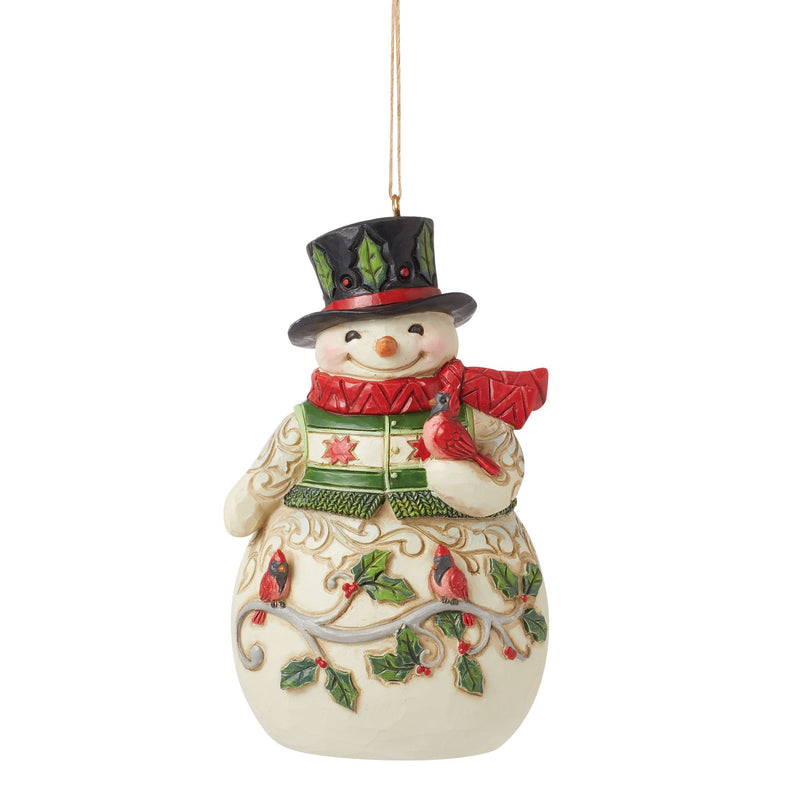 Snowman with Cardinal Scene Hanging Ornament - Heartwood Creek by Jim Shore