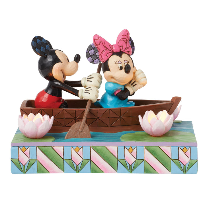 Row-mance is in the Air (Mickey & Minnie in a Rowboat Light-up Figurine) - Disney Traditions by Jim Shore