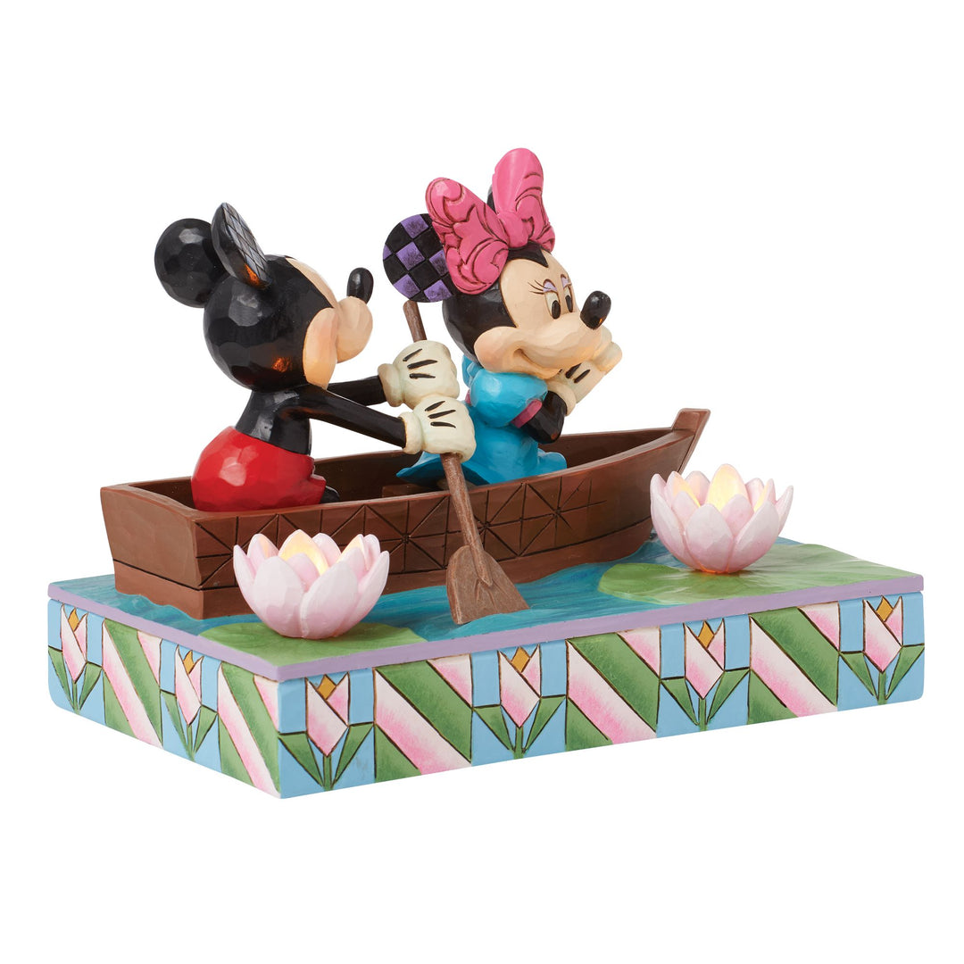 Row-mance is in the Air (Mickey & Minnie in a Rowboat Light-up Figurine) - Disney Traditions by Jim Shore