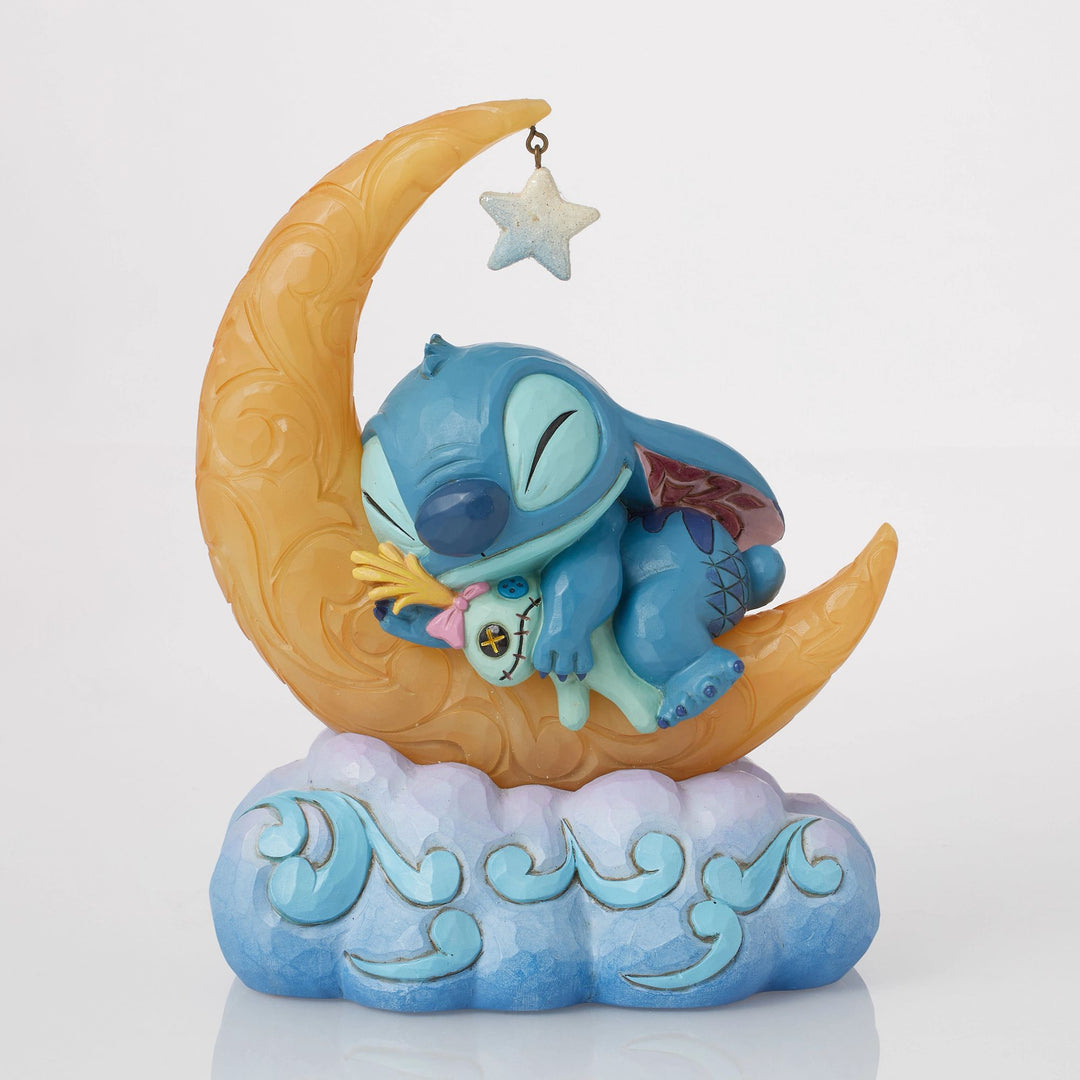 Sweet Dreams (Stitch & Scrump on Light-up Moon Figurine) - Disney Traditions byJim Shore