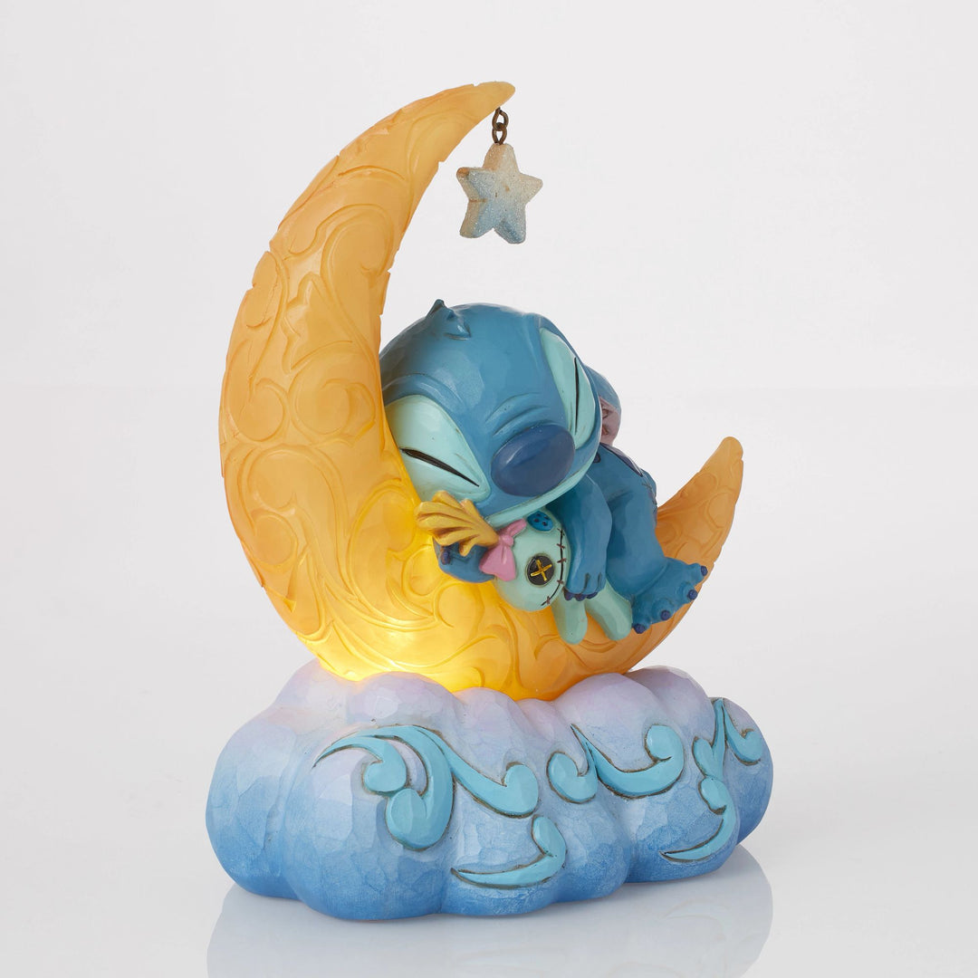 Sweet Dreams (Stitch & Scrump on Light-up Moon Figurine) - Disney Traditions byJim Shore