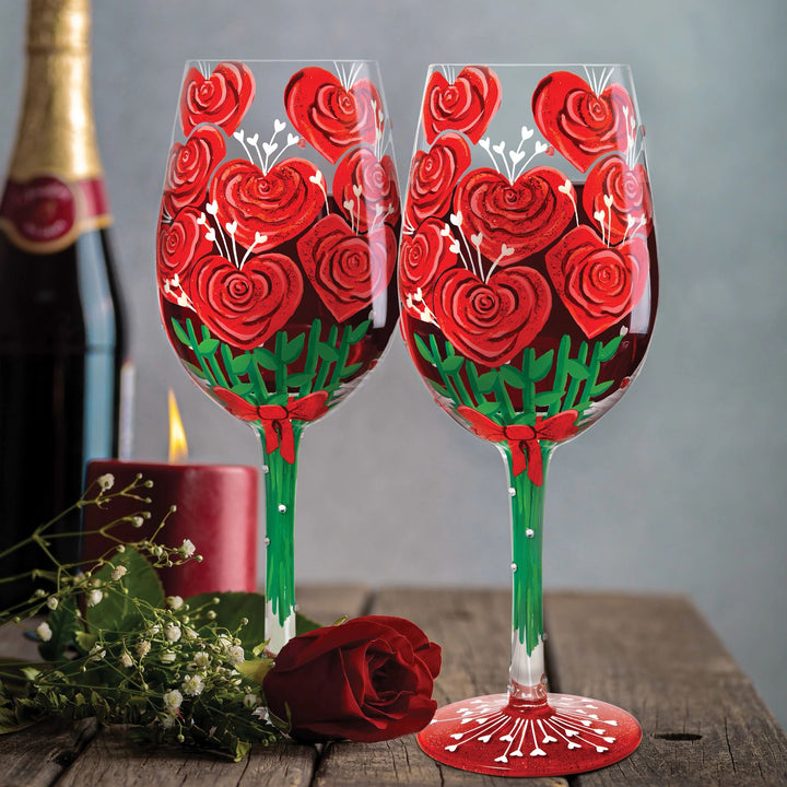 Rose Bouquet Wine Glass by Lolita