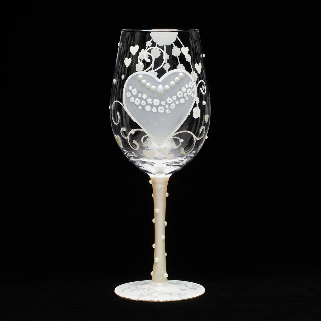 Two hearts One Love Bride Wine Glass Designs by Lolita