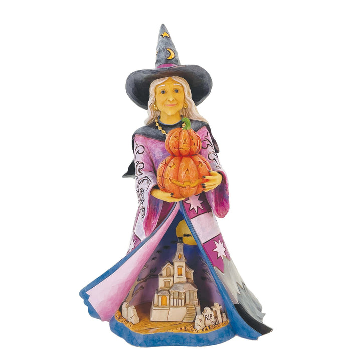 Spellbinding Smiles (Good Witch with LED Pumpkin) - Heartwood Creek by Jim Shore