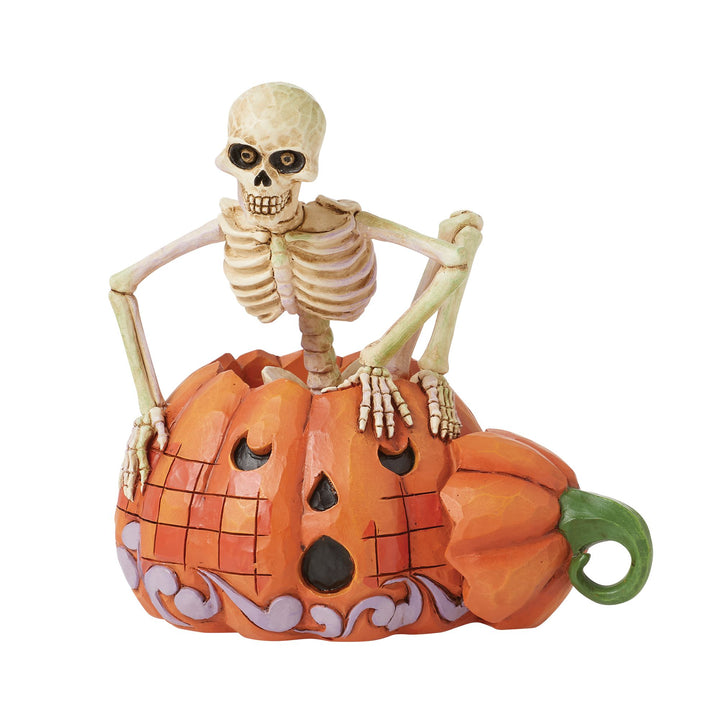 Scared To The Bone (Skeleton in a Pumpkin) - Heartwood Creek by Jim Shore