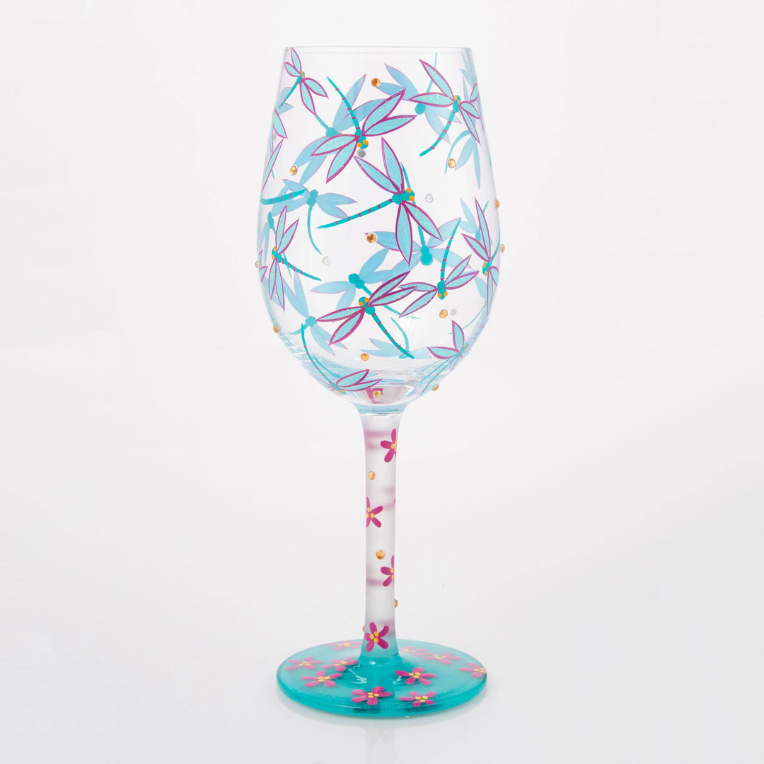 Dance of the Dragonflies Wine Glass by Lolita