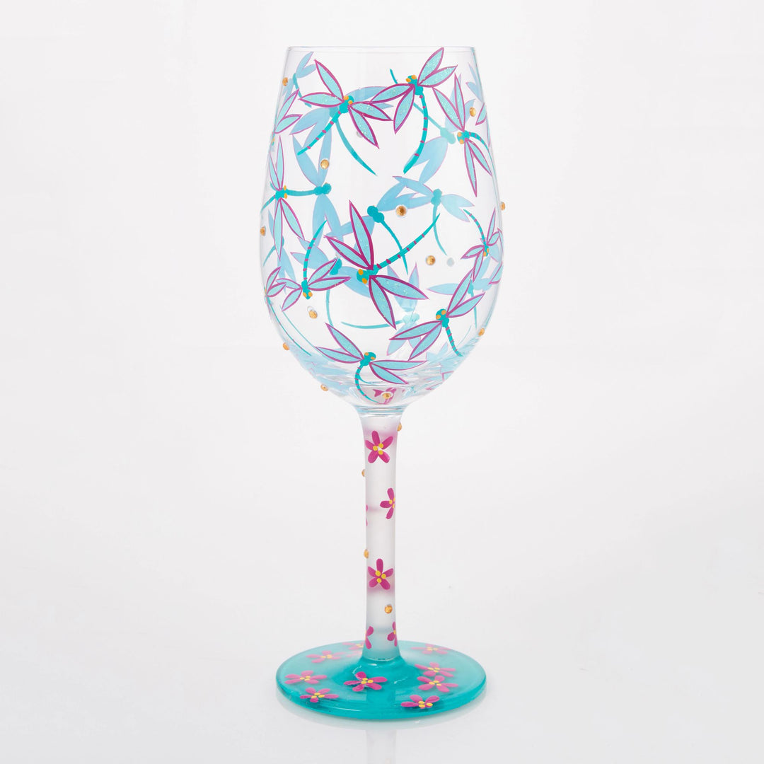 Dance of the Dragonflies Wine Glass by Lolita