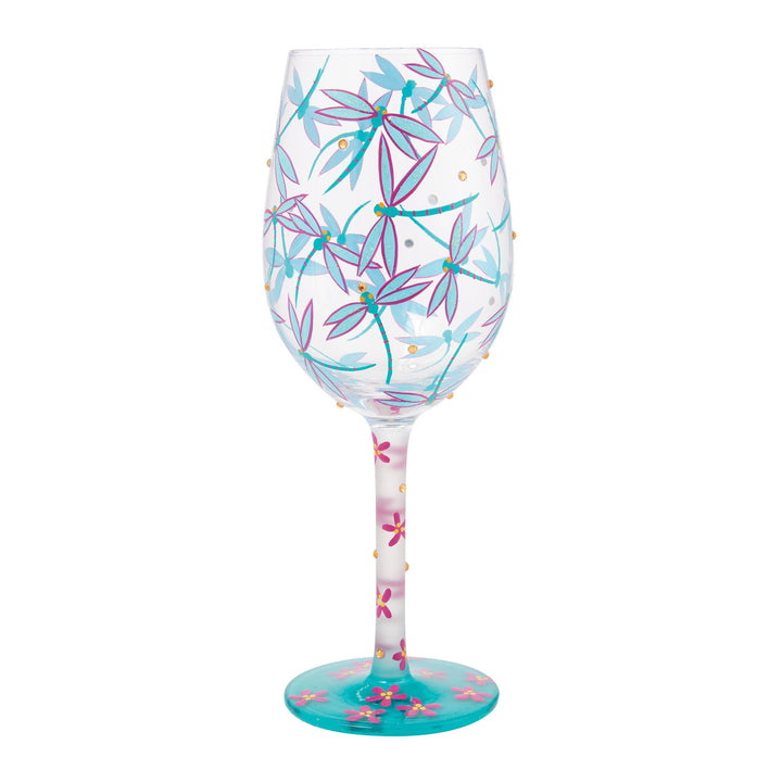 Dance of the Dragonflies Wine Glass by Lolita