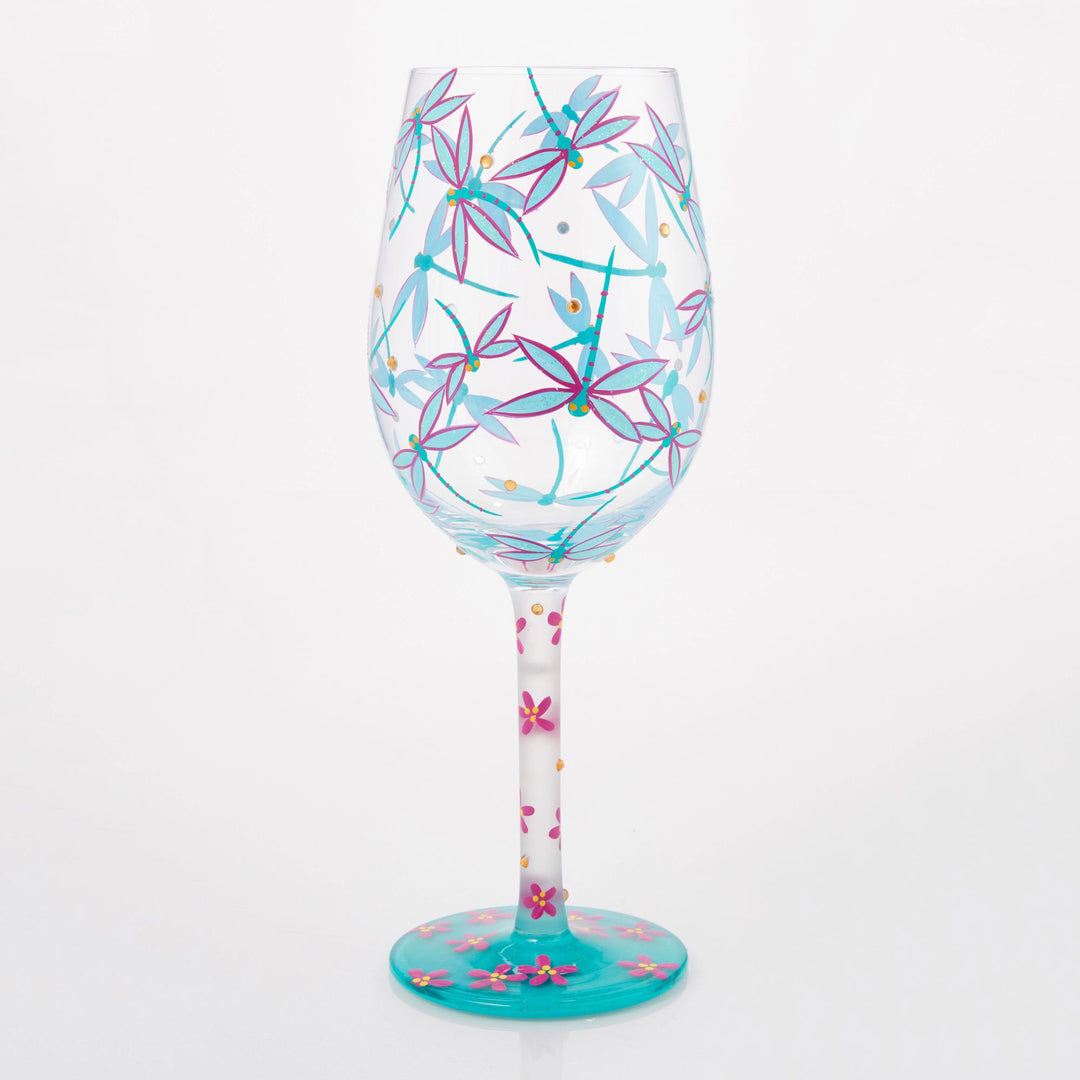 Dance of the Dragonflies Wine Glass by Lolita