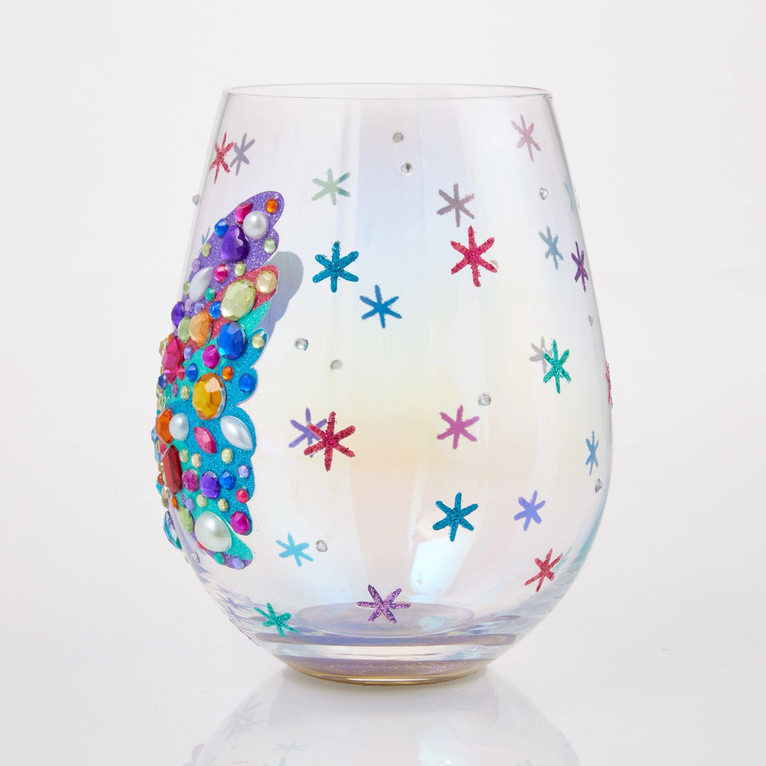 Bejewelled Butterfly Stemless Glass by Lolita