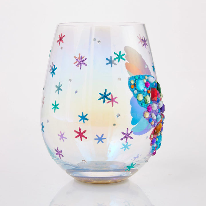 Bejewelled Butterfly Stemless Glass by Lolita