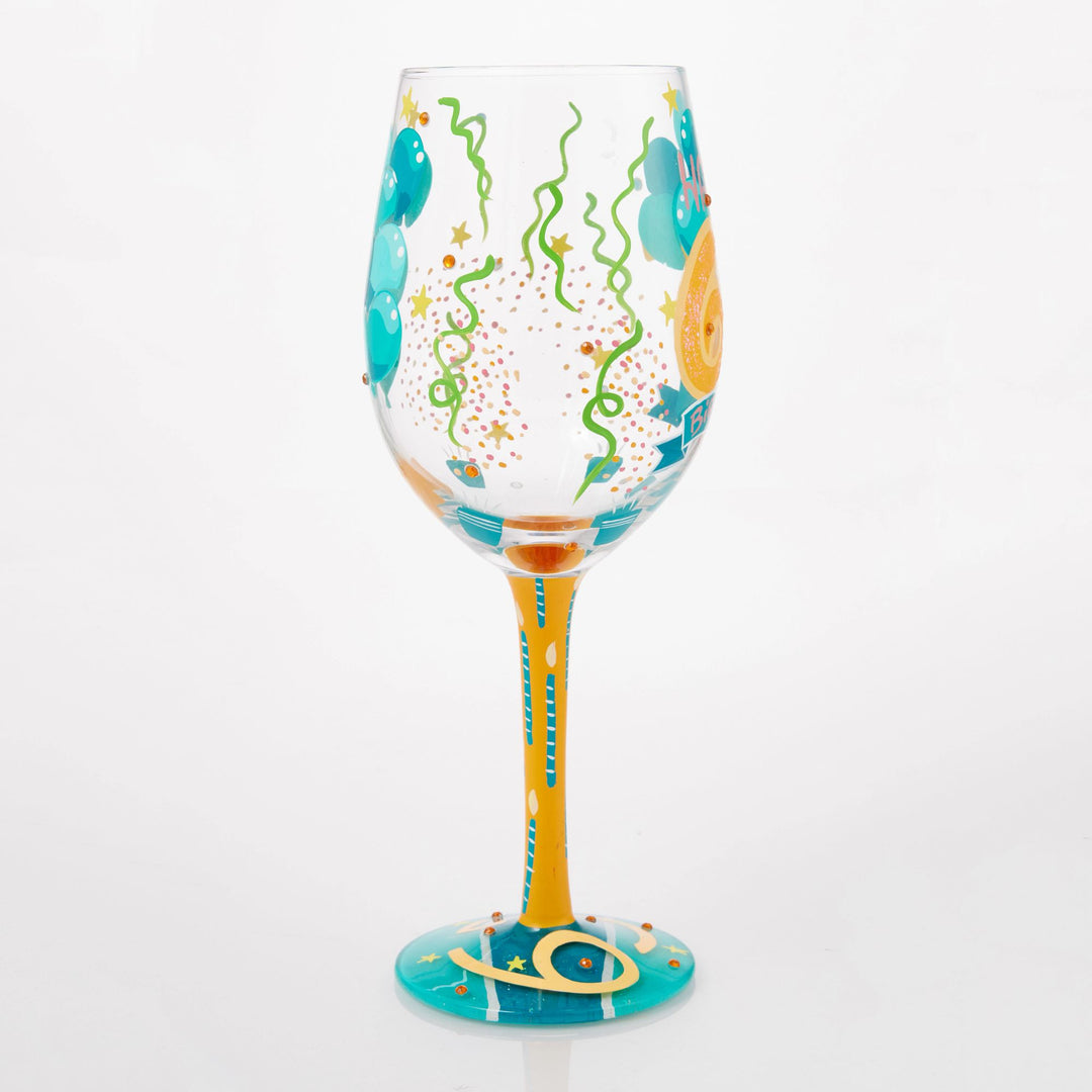 Happy 65th Birthday Wine Glass by Lolita