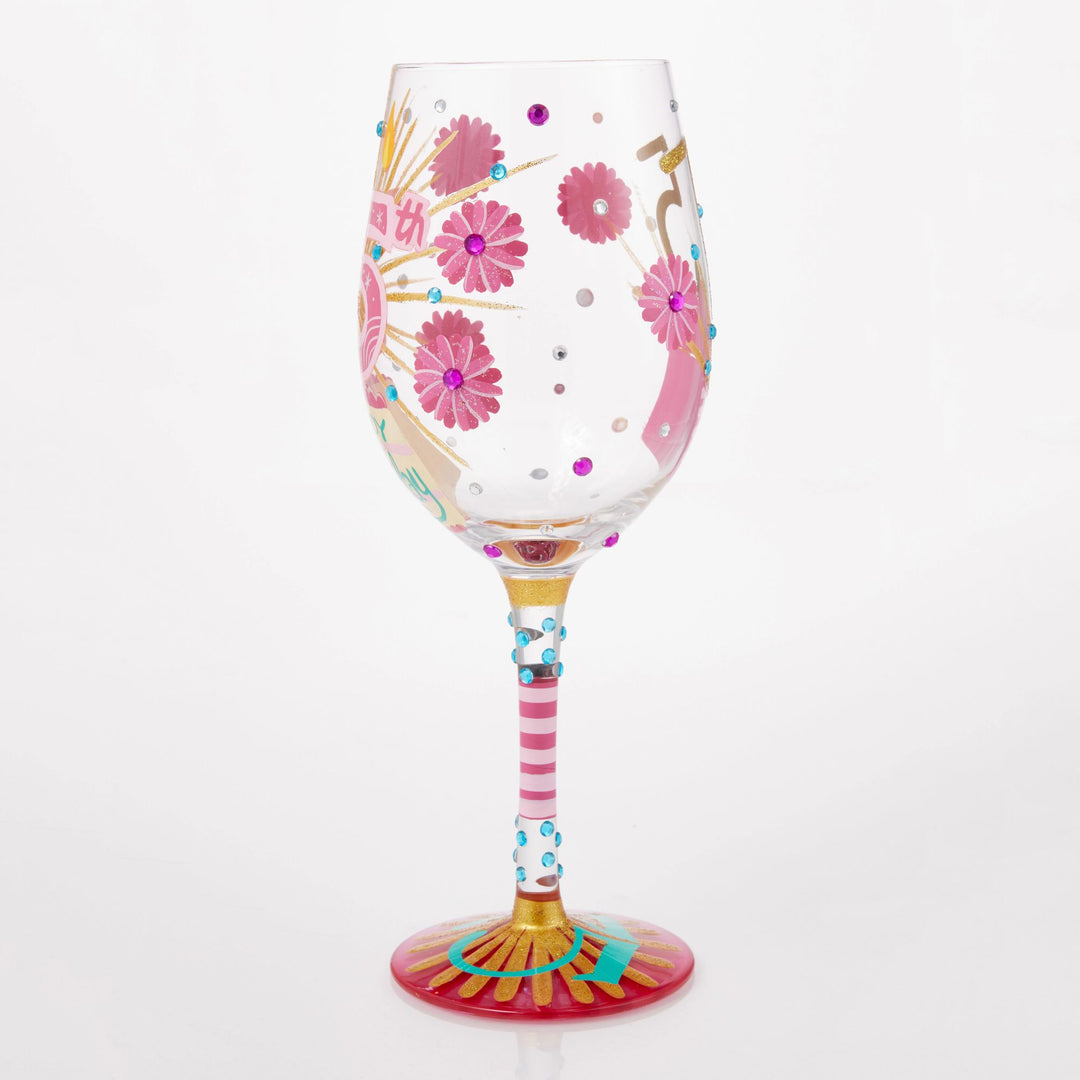 Happy 75th Birthday Wine Glass by Lolita