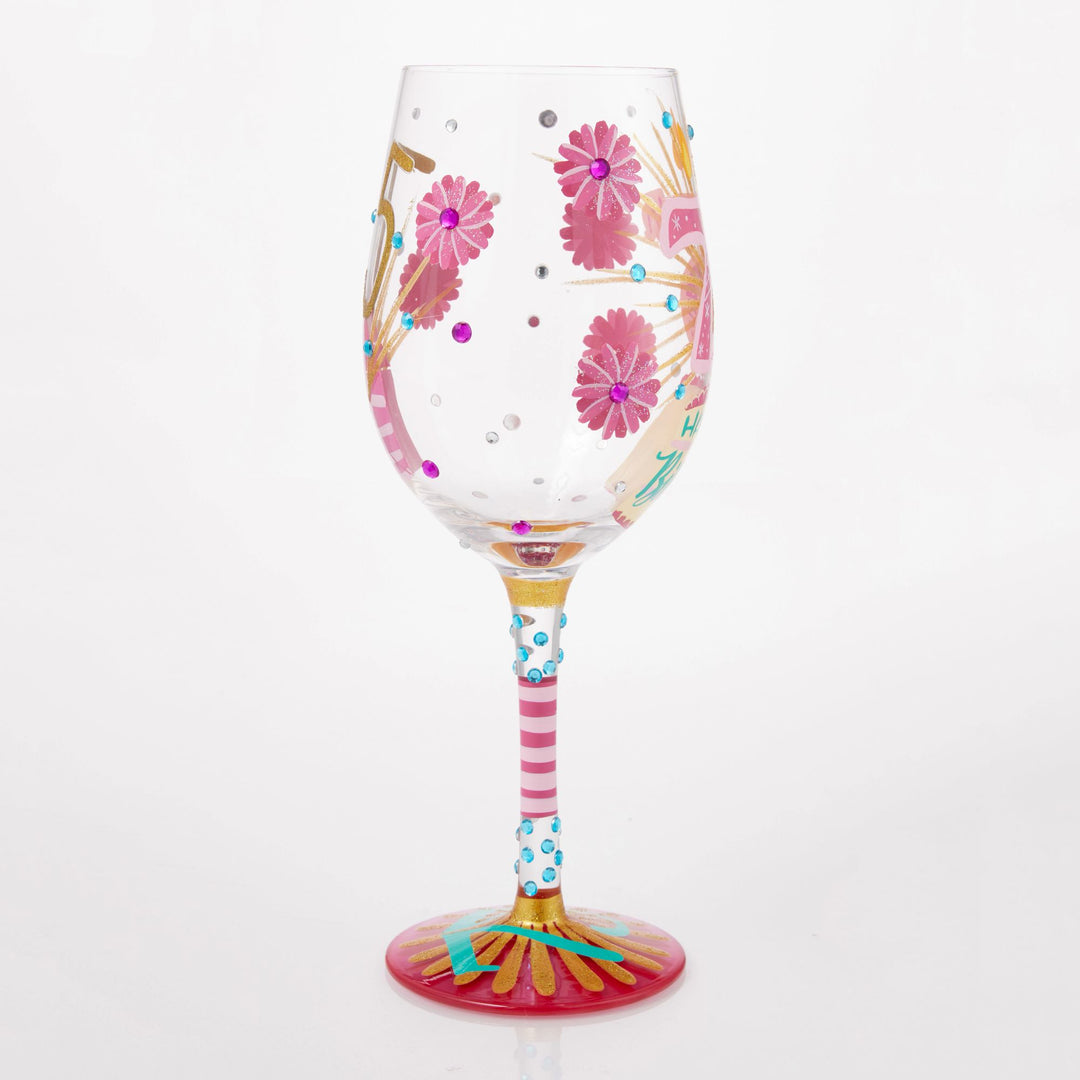 Happy 75th Birthday Wine Glass by Lolita