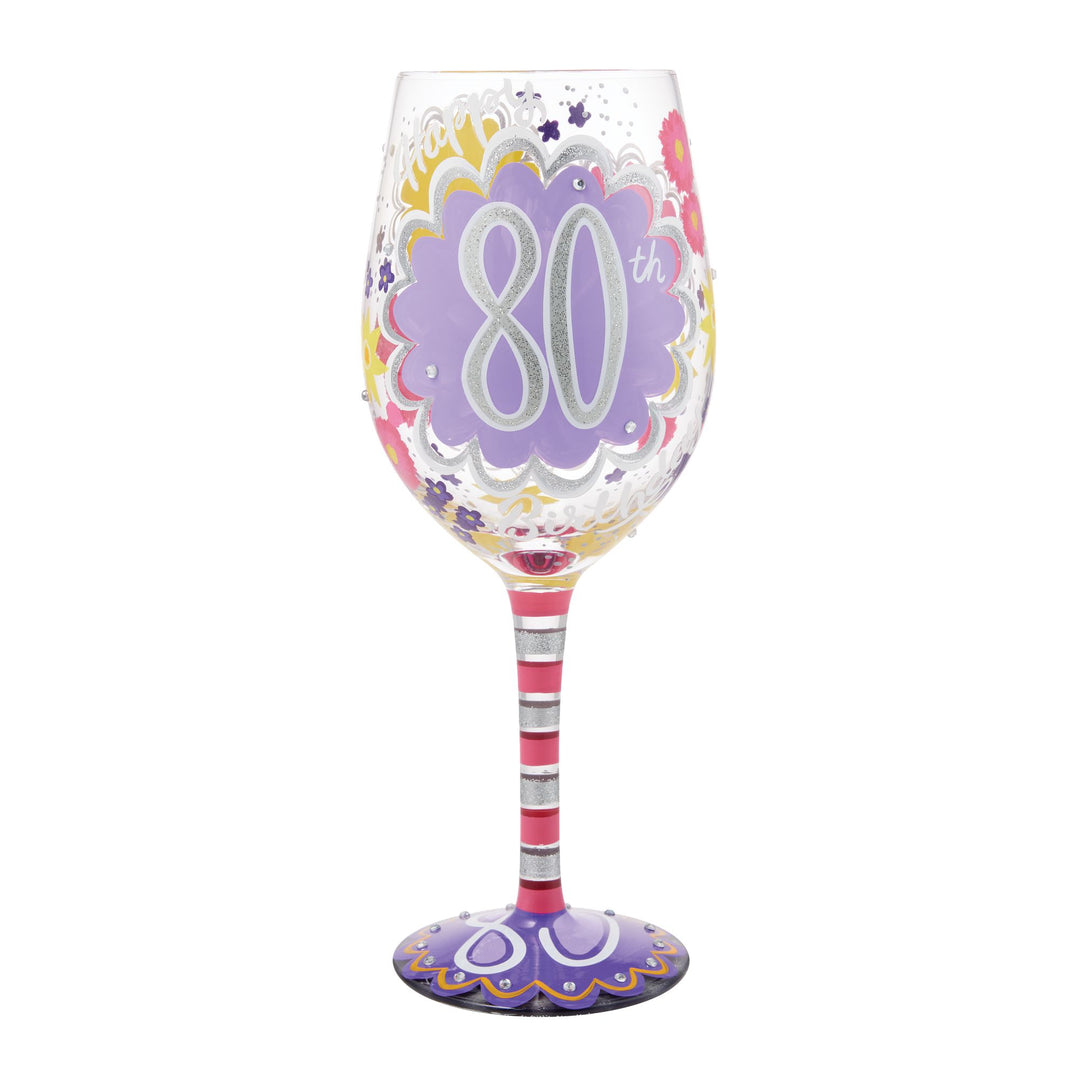 Happy 80th Birthday Wine Glass by Lolita