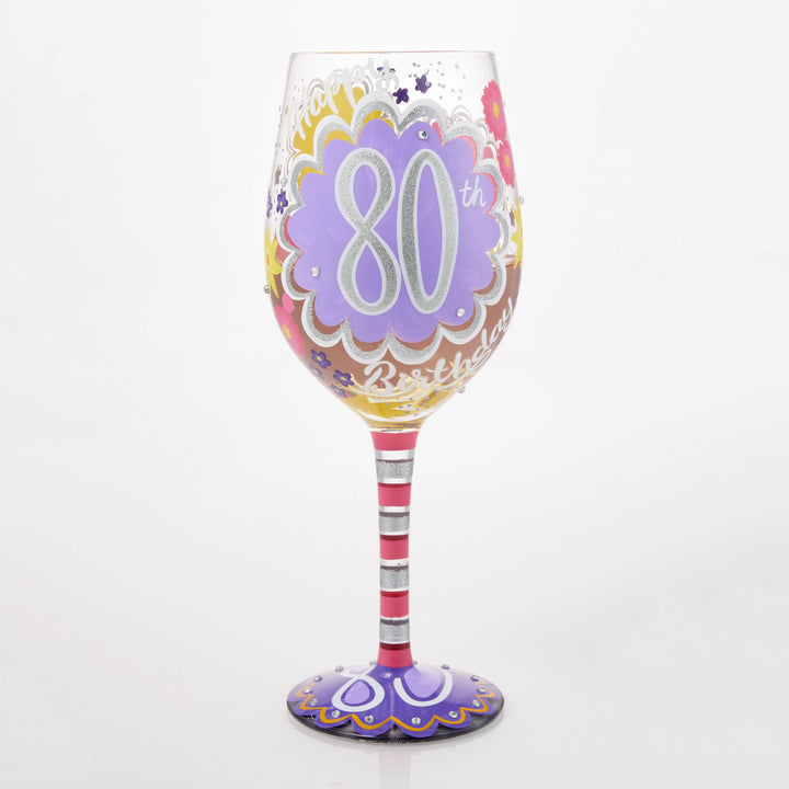 Happy 80th Birthday Wine Glass by Lolita