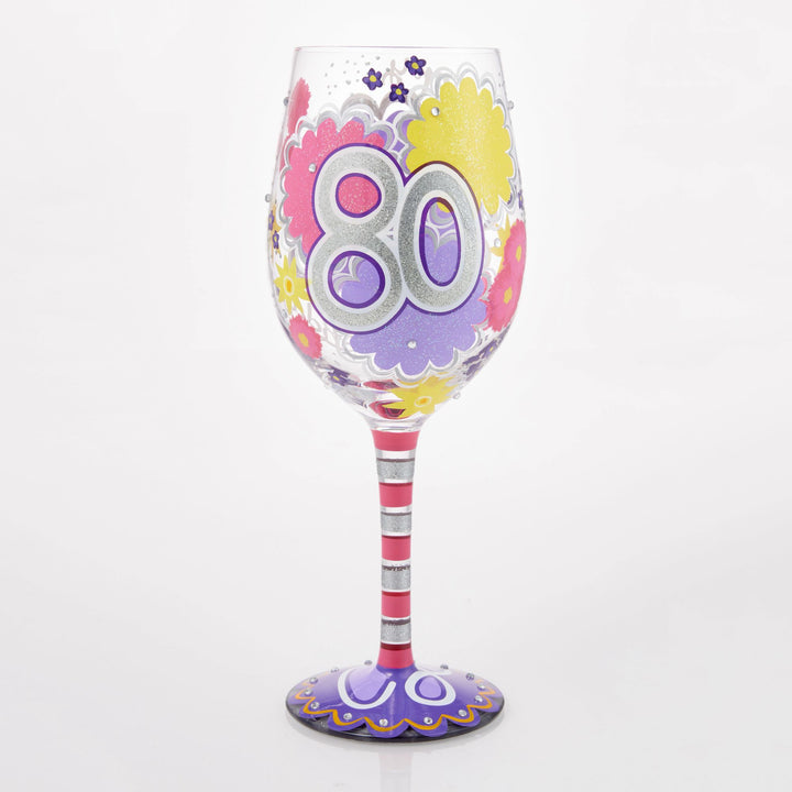 Happy 80th Birthday Wine Glass by Lolita