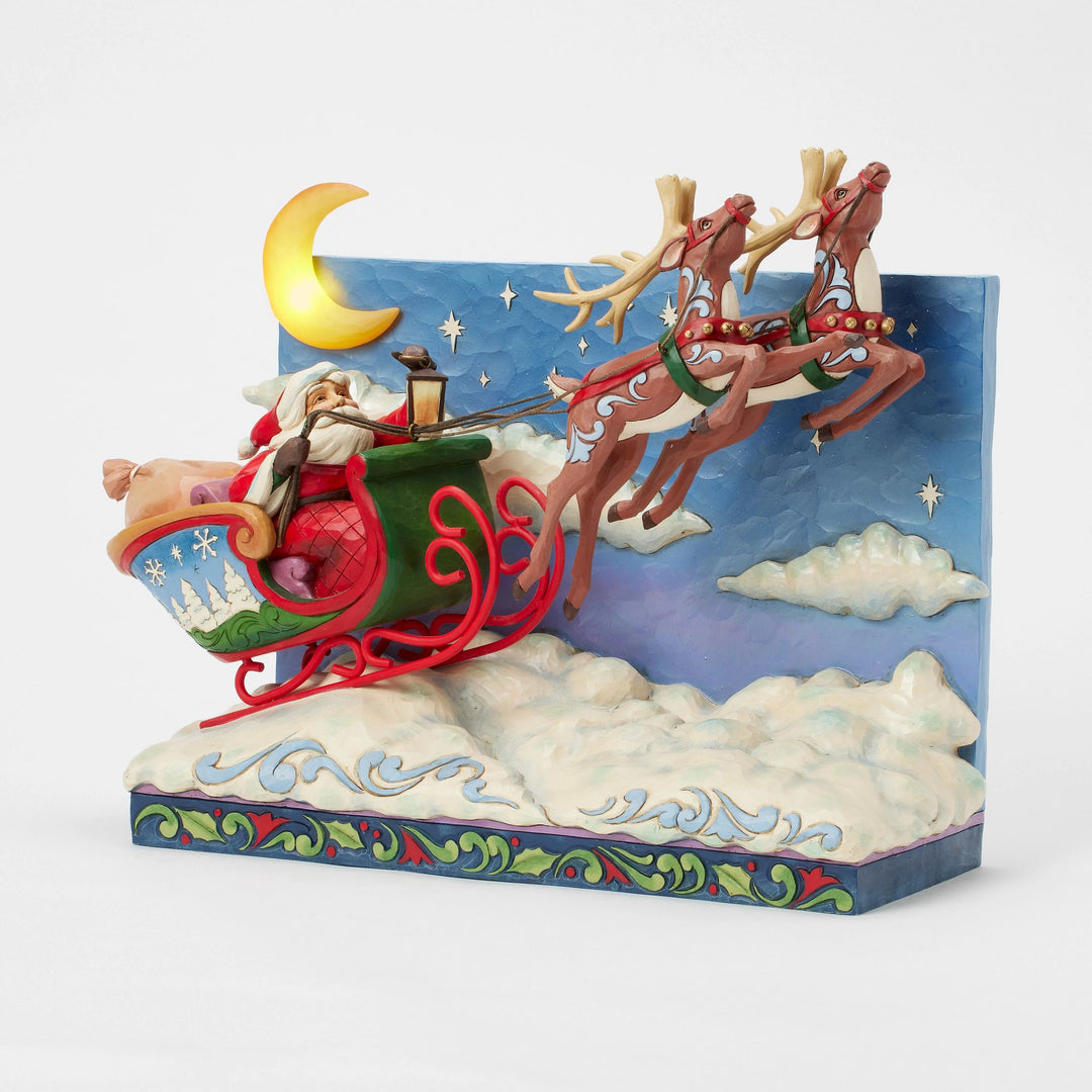 St. Nicholas is on His Way (Musical LED Santa Sleigh with Reindeer) - HeartwoodCreek by Jim Shore