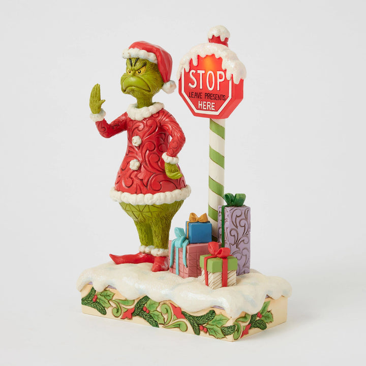 The Grinch with Flashing Stop Sign Figurine - The Grinch by Jim Shore