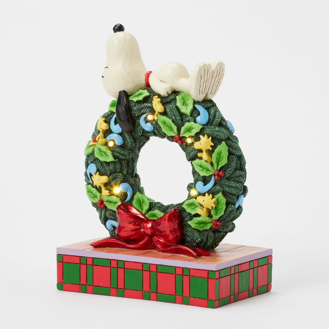 Happy Holiday Dreams (Snoopy Sleeping on LED Wreath) - Peanuts by Jim Shore