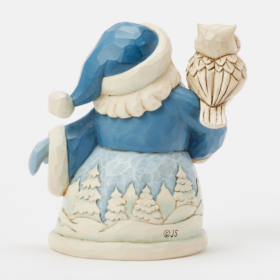 Blue Santa with Owl Mini Figurine - Heartwood Creek by Jim Shore