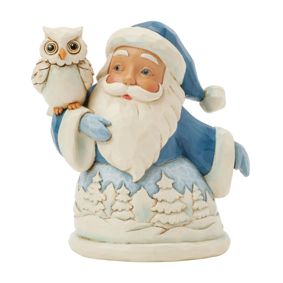 Blue Santa with Owl Mini Figurine - Heartwood Creek by Jim Shore