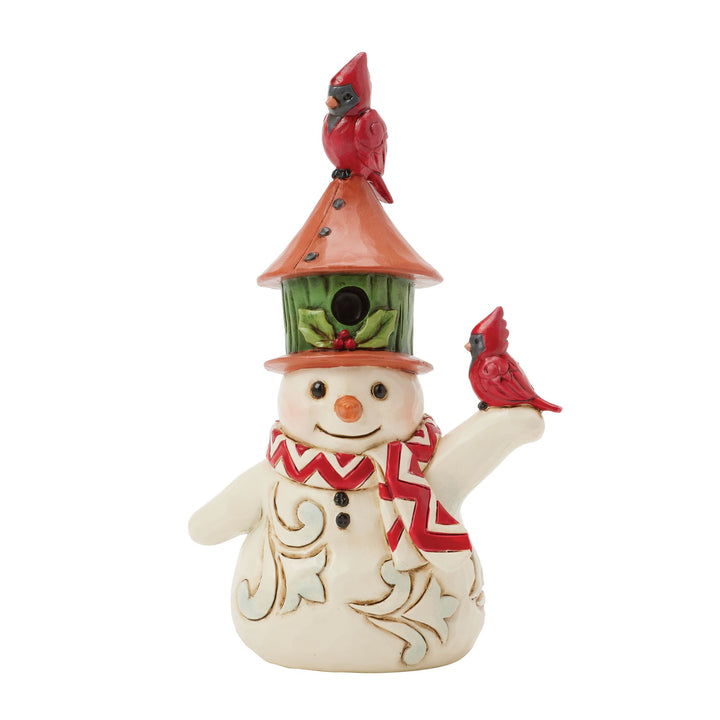 Snowman with Birdhouse Hat Mini Figurine - Heartwood Creek by Jim Shore