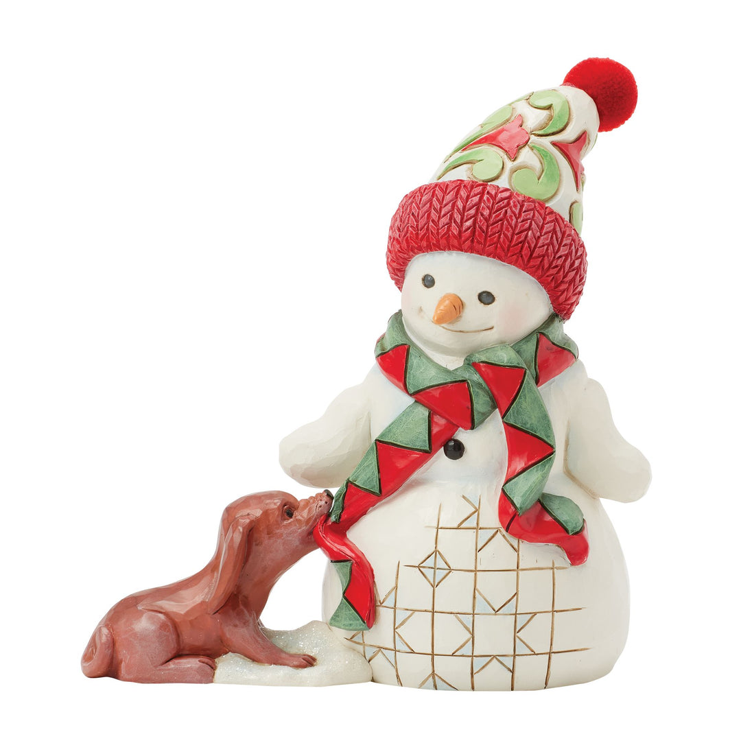 Up to Snow Good (Snowman with Dog & Scarf Pint Figurine) - Heartwood Creek by Jim Shore