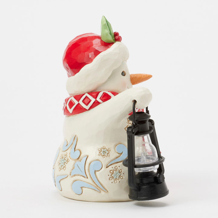 Twinkle Bright (Snowman with Oversized Lantern Pint Figurine)- Heartwood Creek by Jim Shore