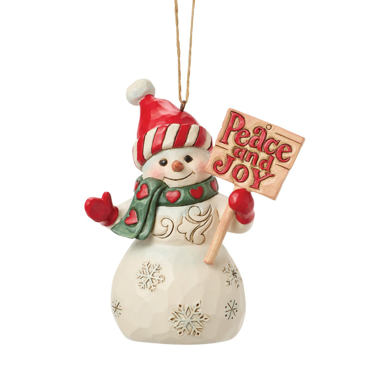 Snowman with Peace & Joy Sign Hanging Ornament - Heartwood Creek by Jim Shore