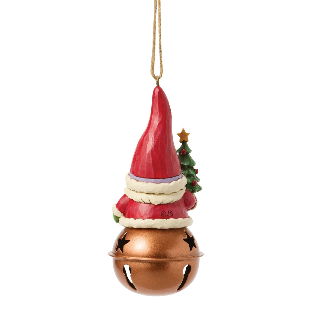 Christmas Gnome on Bell Hanging Ornament