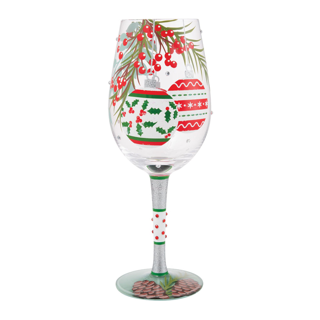 Warm Holiday Wishes Wine Glass by Lolita