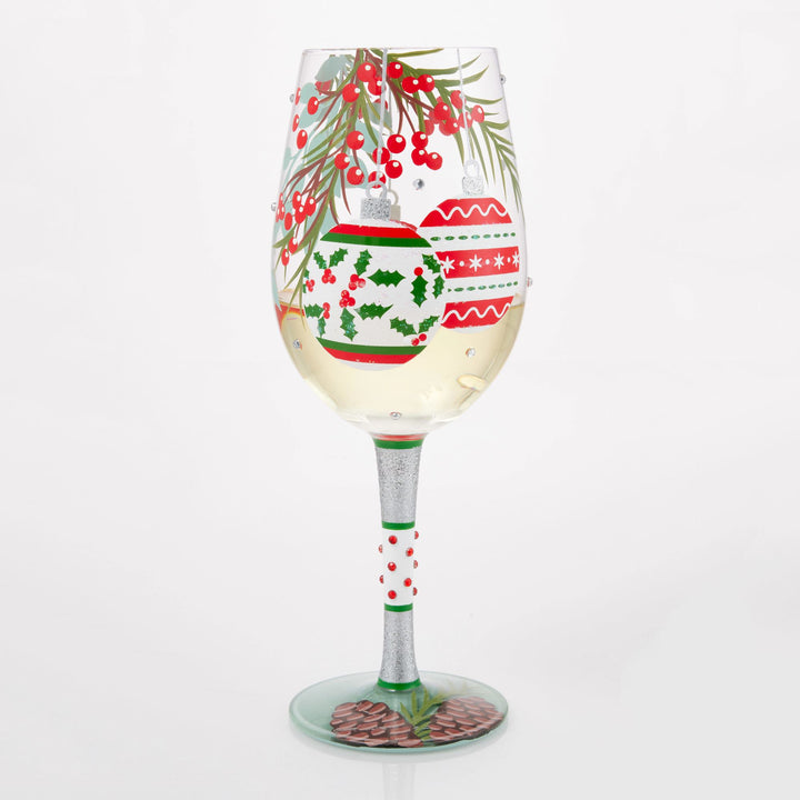 Warm Holiday Wishes Wine Glass by Lolita