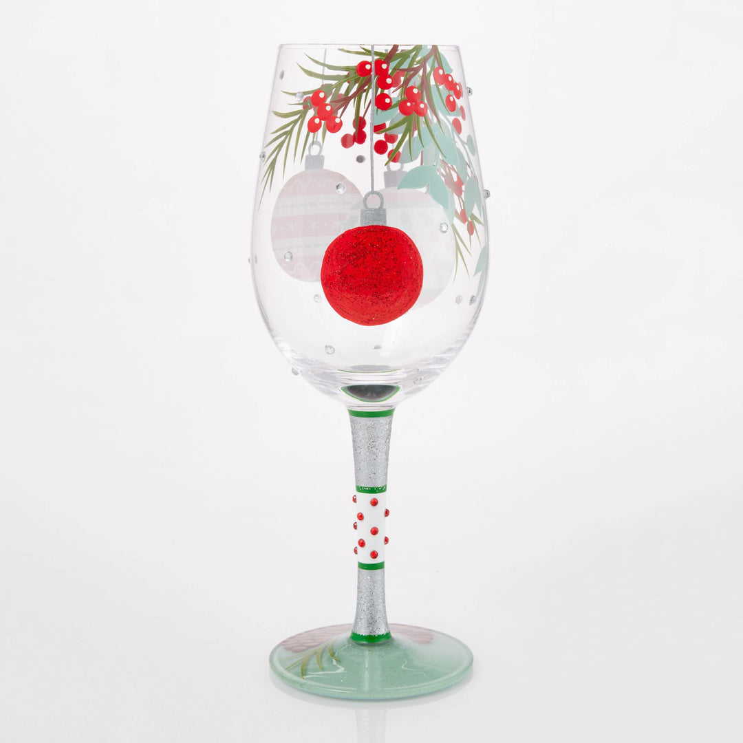 Warm Holiday Wishes Wine Glass by Lolita