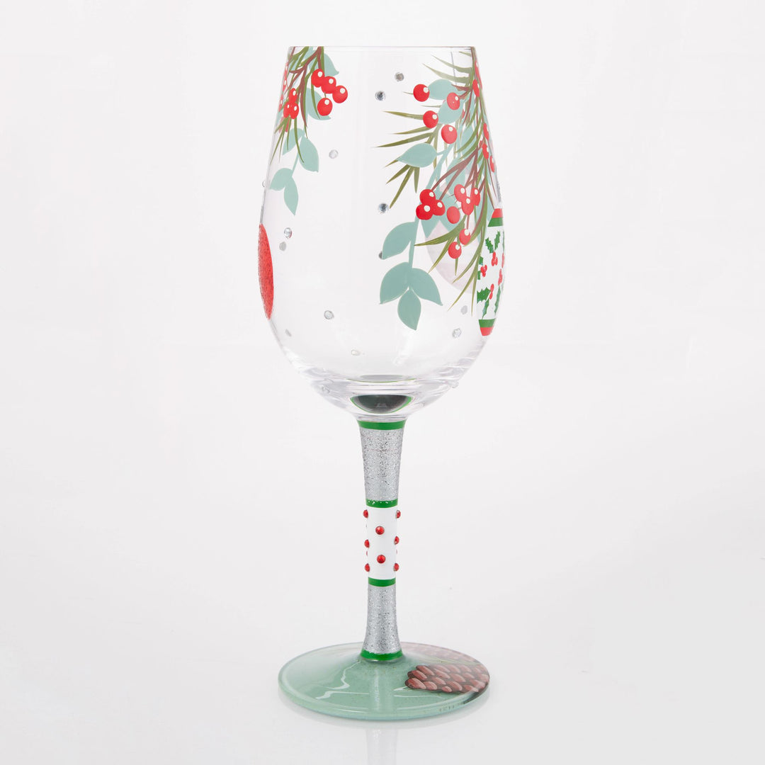 Warm Holiday Wishes Wine Glass by Lolita